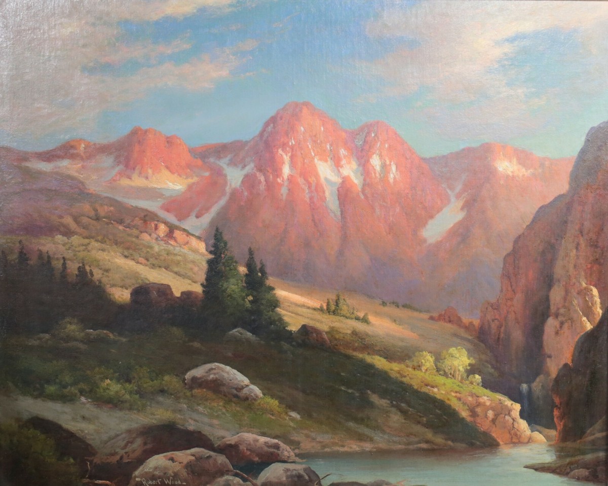 米国風景画家ロバート・ウィリアム・ウッド Robert William Wood (1889 - 1979) Oil painting stunning