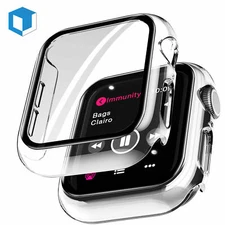 For Apple Watch Series 11 10 9 8 7 Full Cover Tempered Glass Screen Protect Case