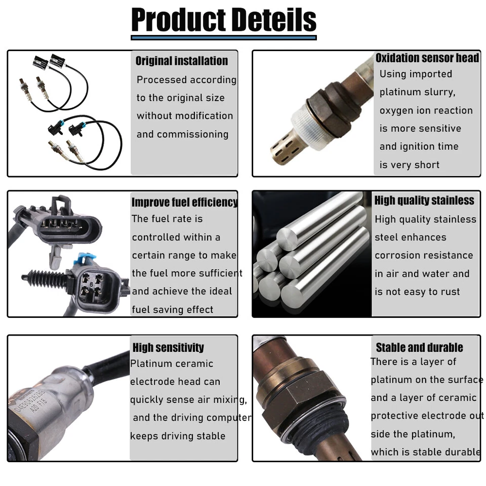 4PCS Oxygen Sensor For 1996-2002 Chevrolet Express 1500 2500 3500 Tahoe Up+Down - Изображение 4 из 4