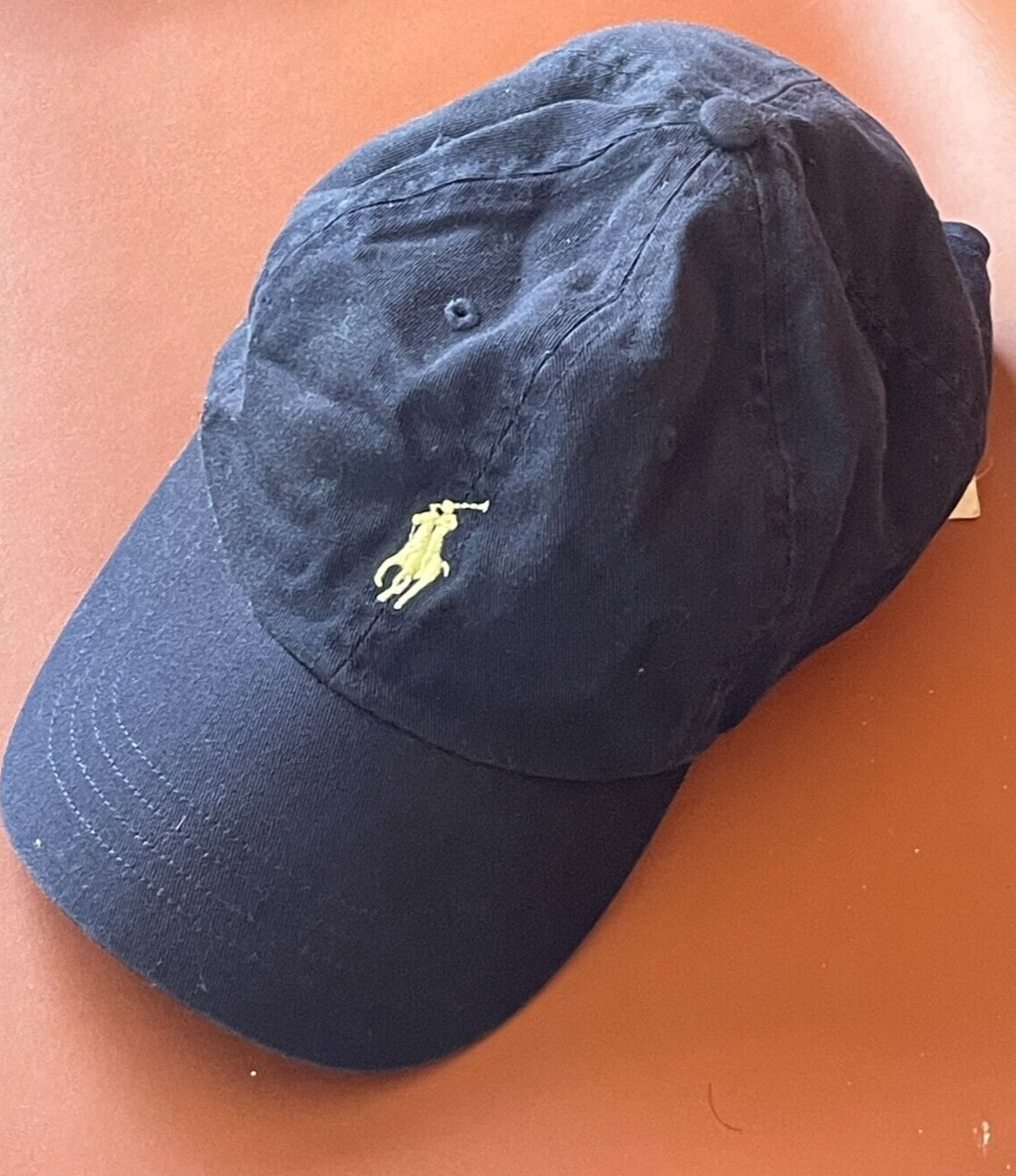 Nuovo cappello pony Ralph Lauren cinturino regolabile OS cappuccio navy SE3023