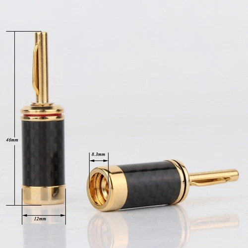 8x Carbon Fiber Banana Plug Brass Gold Plated Connector for HiFi Audio Cable New - Picture 5 of 10