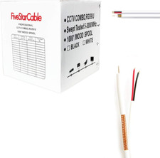 1000 Ft. RG59 Siamese CCTV Combo Coaxial Cable White - 20AWG RG59  18/2 18AWG P