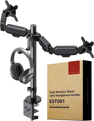 ELESTAND Dual Adjustable Monitor Stand EST001 Holds 2 Monitors up to 32 inches