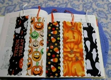 Bookmarks Fabric or Cloth HALLOWEEN Theme Ribbon Variety Pack Lot of 5 Handmade 