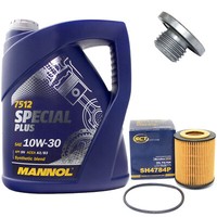 MotoröL Set 10W-30 5 Liter + ÖLfilter SH 4784 P + Schraube FüR Opel Omega Vectra