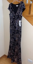 Women  s Formal Dress Size 10 CALVIN KLEIN Black Multi Sequined Maxi Evening Gown