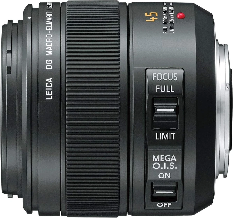 Panasonic Leica DG Macro-Elmarit 45 mm f/2,8 ASPH. MEGA O.I.S. H-ES045 Negro NUEVO Foto 2 de 4