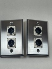  2 Two Double XLR Single Wall Plates w/ Neutrik NC3MD-L-1 Male Stainless Steel
