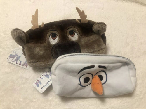Frozen 2 Disney Sven And Olaf Pencil Cases NWT Zip Closure - Picture 1 of 3
