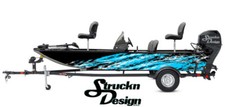Boat Wrap Blue White Black Vinyl Graphic Decal Kit Fishing Abstract Torn Lines Boat Wrap Blue White Black Vinyl Graphic Decal Kit Fishing Abstract Torn Lines