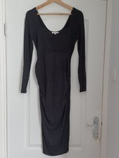 RASPBERRY LEAF Womens Long Sleeved Black Bodycon Midi Dress Size 10 