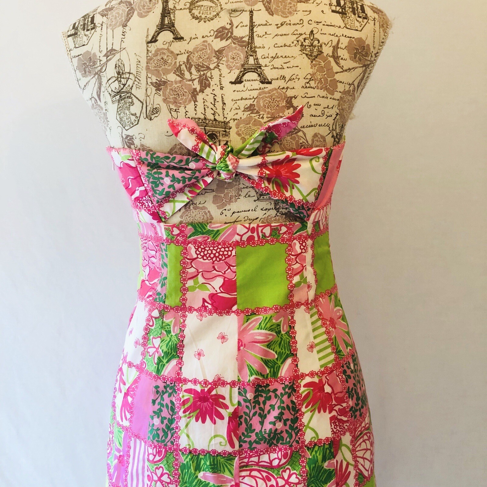 Lilly Pulitzer Strapless Patchwork Franco Dress S… - image 11