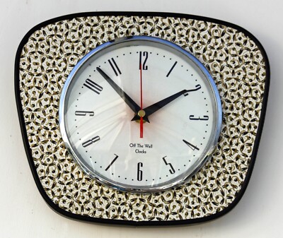 NEU 25cm Mid Century Stil Wanduhr - Vintage Muster Retro Stil Französisch Gold