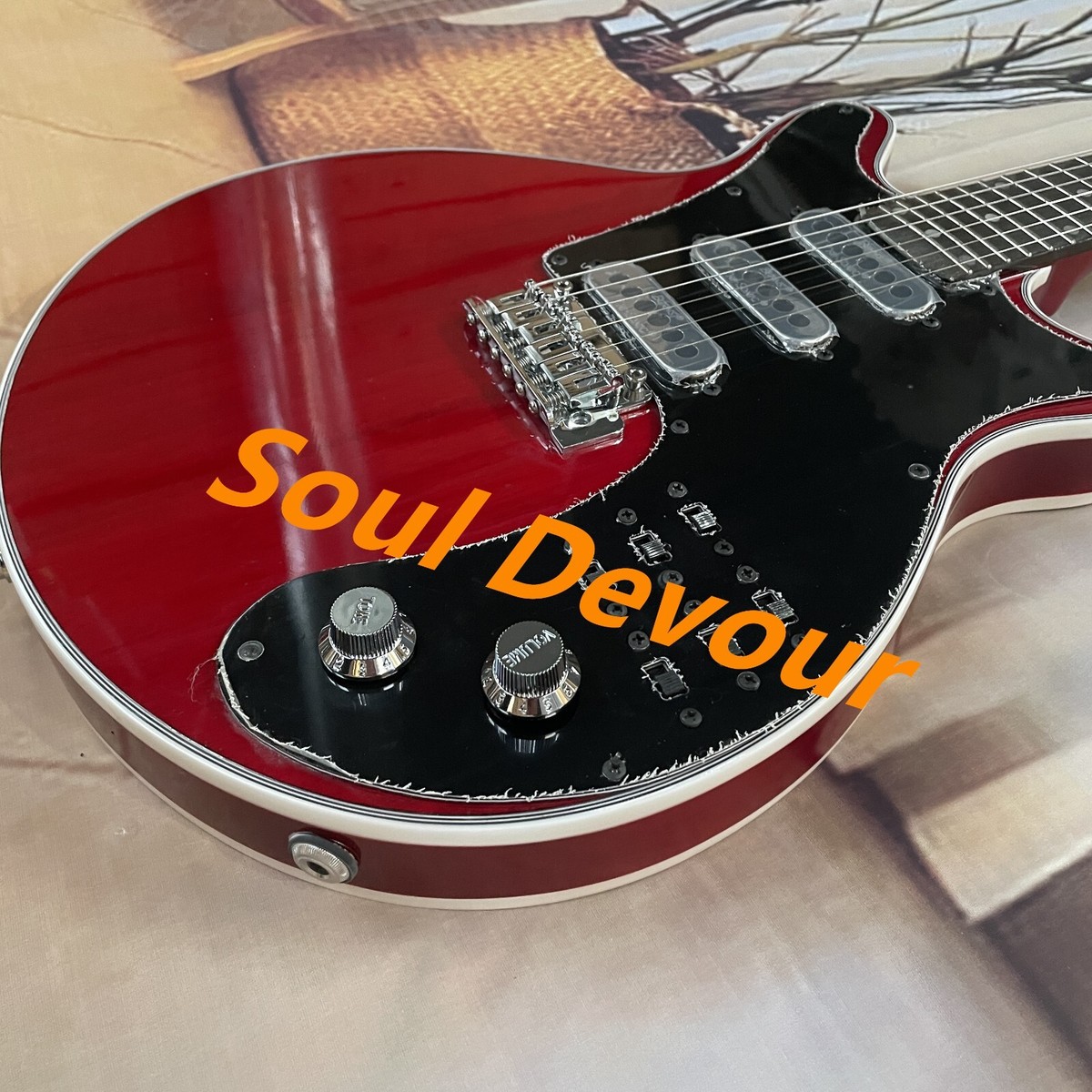 China Made Brian May Red Electric Guitar 24 Frets Bmg