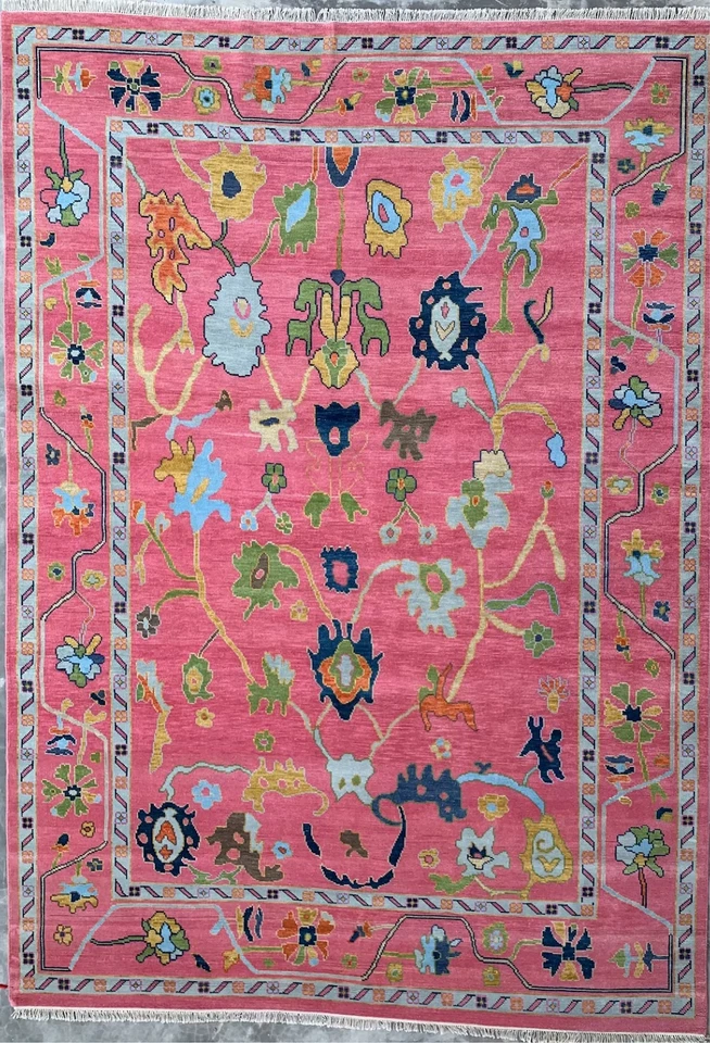 Alfombra 8x10 Oushak Color Rosa Adorable Alfombra Sala 10x8,9x12, Foto 2 de 4