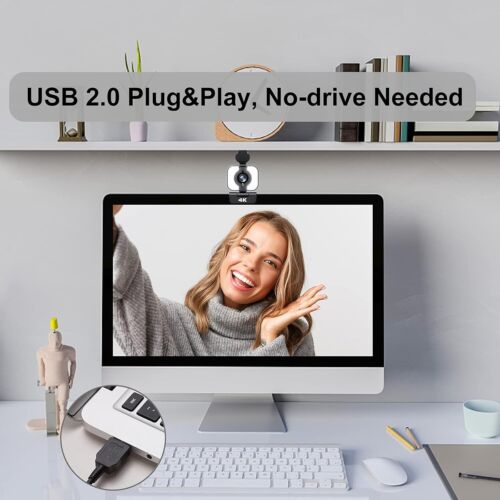 4K-Webcam mit Autofokus, 1080p-Computer-Kamera, Ultra-HD, USB, Livestream - Bild 3 von 8