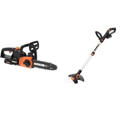 WORX  20V Power Share Chainsaw + Trimmer & Edger(2 Batteries & Charger Included)
