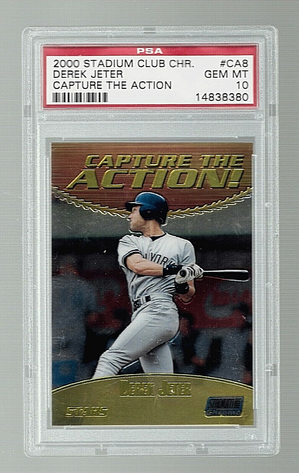 2000 STADIUM CLUB CHROME CAPTURE THE ACTION BASEBALL #CA8 HOF DEREK JETER PSA 10