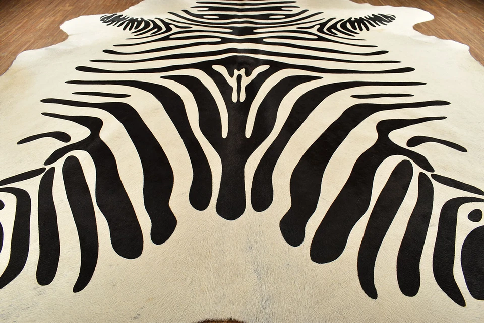 KUHFELL STIERFELL CREME WEISS MIT ZEBRA OPTIK 200 x 180 cm - Bild 2 von 4