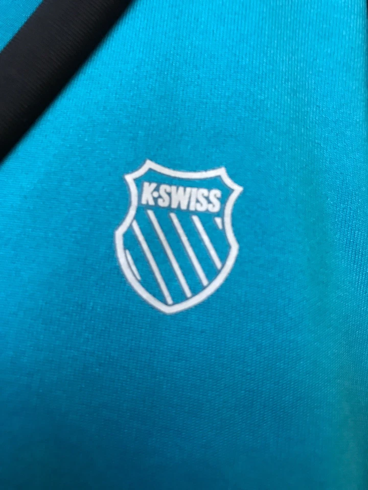 K-Swiss Womens Small Sleeveless Athletic V Neck Tank Top Blue Black Shelf Bra - Image 2 of 4