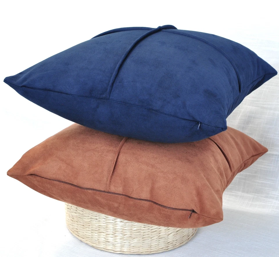 Juego de 2 fundas de almohada de gamuza / fundas de cojín suaves como cuero Foto 4 de 4