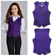 Women Dress Suit Vest Formal Work Tank Uniform Cafe Bar Waitress Restaurant