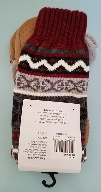Pantoufle Sabot Femme Muk Luks Fairisle Rouge Chianti - Taille 5/6, Neuve Sans Emballage, Livraison Gratuite