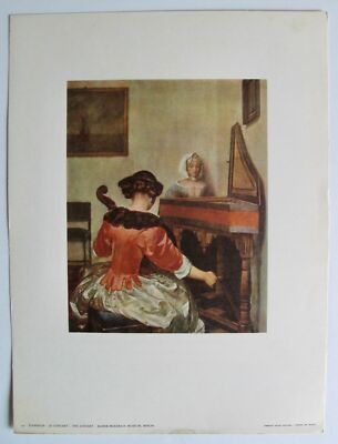 Vintage Lithograph Art Print Gerard Ter Borch Le Concert 1860 Paris France