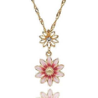 equilibrium Gänseblümchen Kette Gold Rosa Double Daisy Halskette Geschenk Verpackt