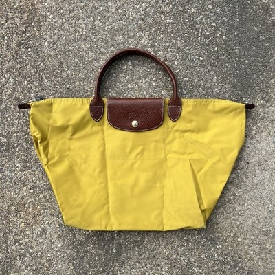 Longchamp Le Pliage Original Tote Medium Yellow Nylon Brown