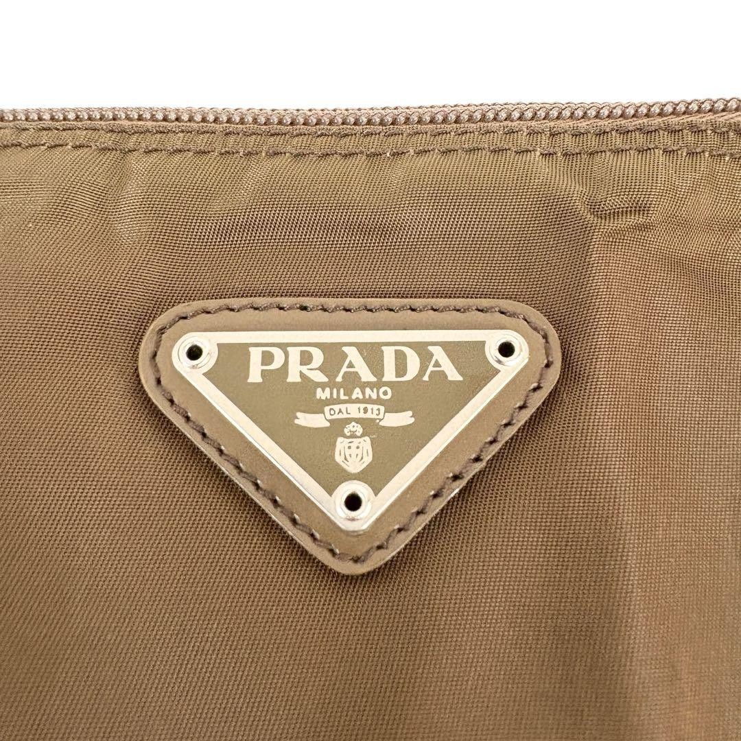 PRADA Triangular Nylon Pouch Large Brown Vintage … - image 4