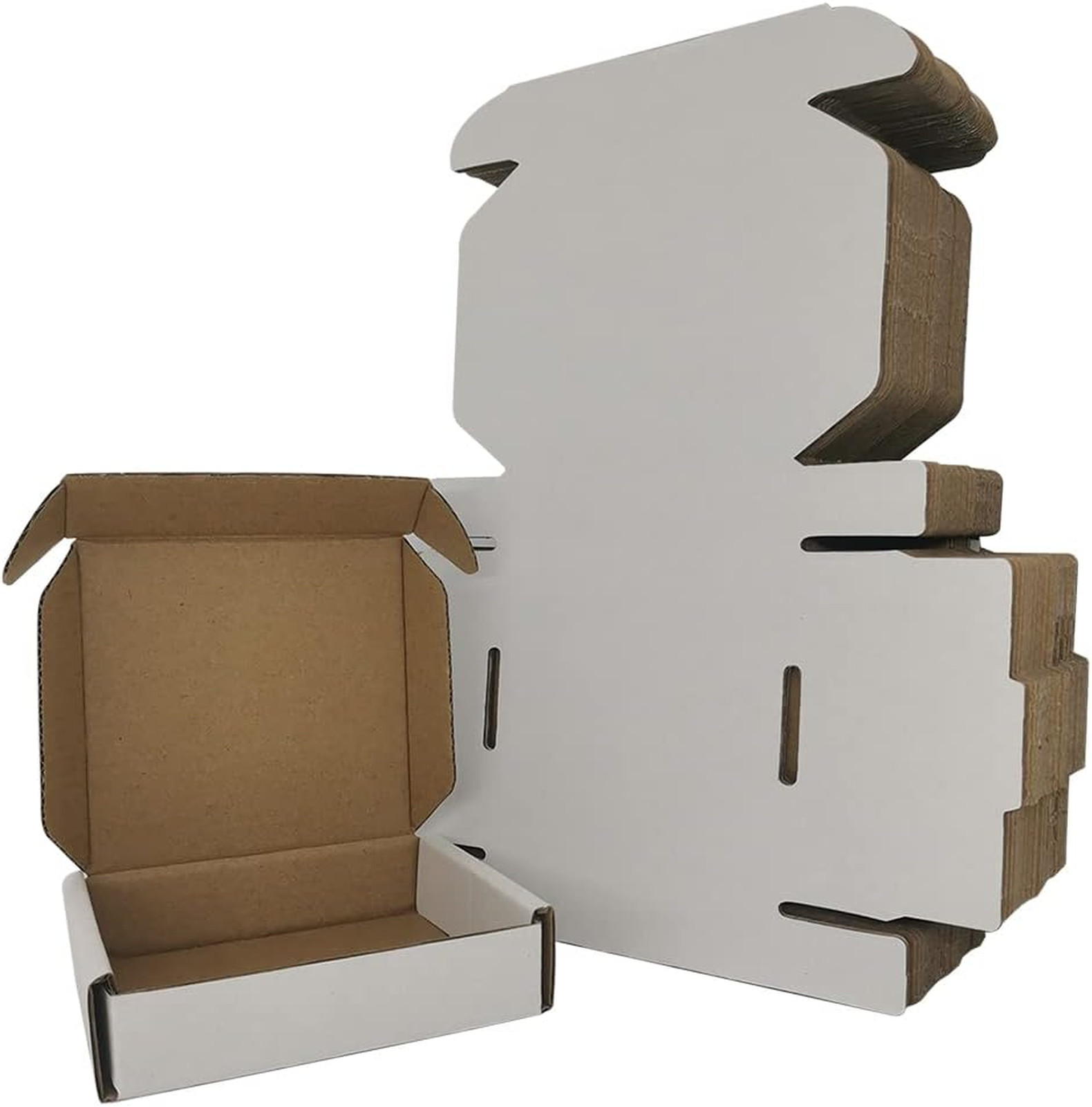 50 Pack Small Shipping Boxes 4x4x1 Inch White Corrugated Mailers for Business
