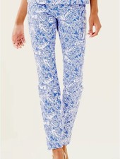 NWT Lilly Pulitzer Kelly Skinny Ankle Pant Coastal Blue Fancy Feet Beach Size 00
