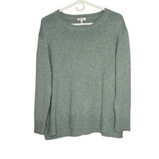 Women s Ella Moss Size Large Green Polyester/Nylon Crew Neck Sweater