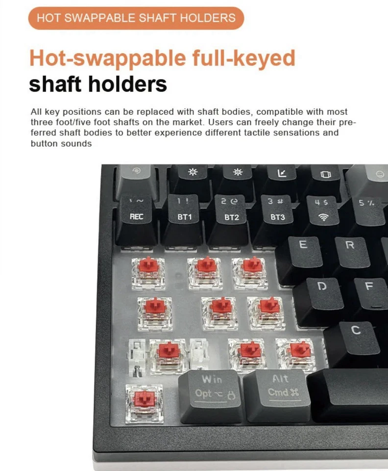 Yk-001 Lydarz Mechanical Key Board Gaming Triple Mode Rgb 82 Key Hot Swap Keys - Image 4 of 4