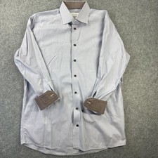 ETON Dress Shirt Mens 16.5 Blue Stripe Contemporary Fit Long Sleeve Flip Cuff