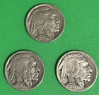 ❤️1919 P D S, Buffalo nickels Set of 3 Circulated Condition