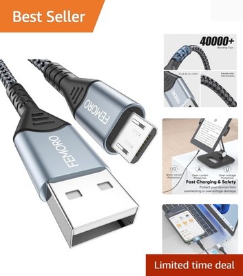 Durable 6ft Micro USB Cable - 480Mbps Transfer & 12W Charging for Devices
