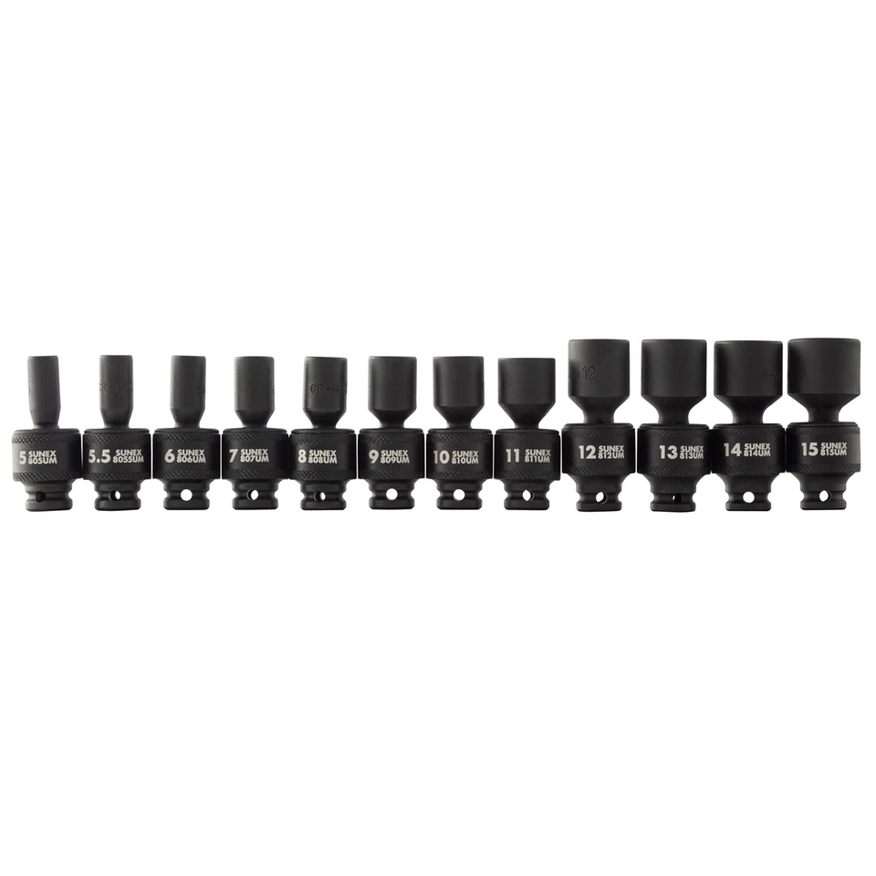 Sunex 1814 12-Piece 1/4" Drive Universal Metric Impact Socket Set Foto 2 de 4