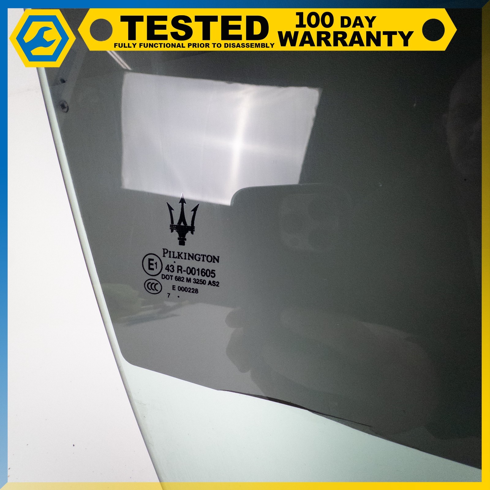 08-19 MASERATI GRANTURISMO FRONT RIGHT PASSENGER SIDE DOOR WINDOW GLASS OEM