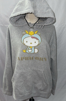 HELLO KITTY GRAY CAPRICORN HOODIE WOMENS SIZE XLARGE PRE OWNED