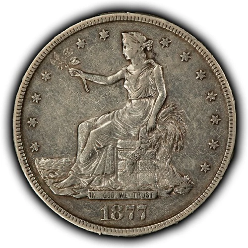 1877-S $1 US Silver Trade Dollar  - AU Coin - SKU-B5217