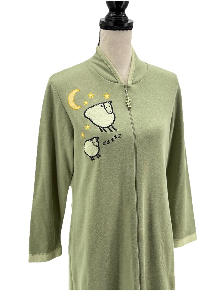 Bata de mujer Stan Herman contando ovejas verde pequeña longitud midi cremallera vintage Foto 2 de 4