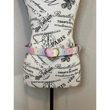 Girls Pastel Rainbow Heart Buckle Glittery Belt