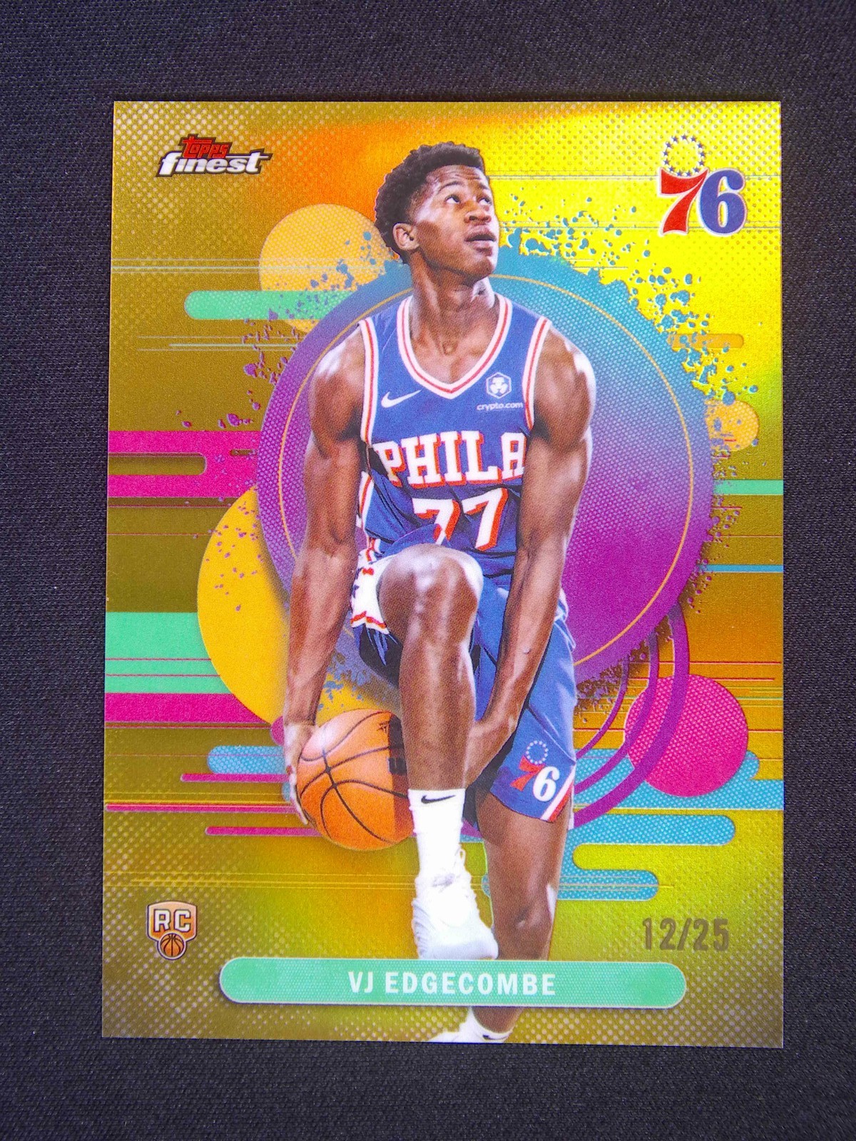 2025-26 Topps Finest VJ Edgecombe #103 RC Rookie Uncommon Gold Refractor /25