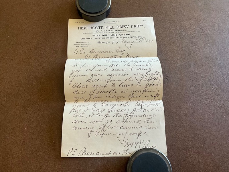 Vintage 1982 Heathcote Hill Dairy Farm Letter - Harrison New York