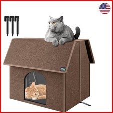 Large Weatherproof Outdoor Cat House - Insulated Pet Shelter, 17.1  x15  x16.6  
