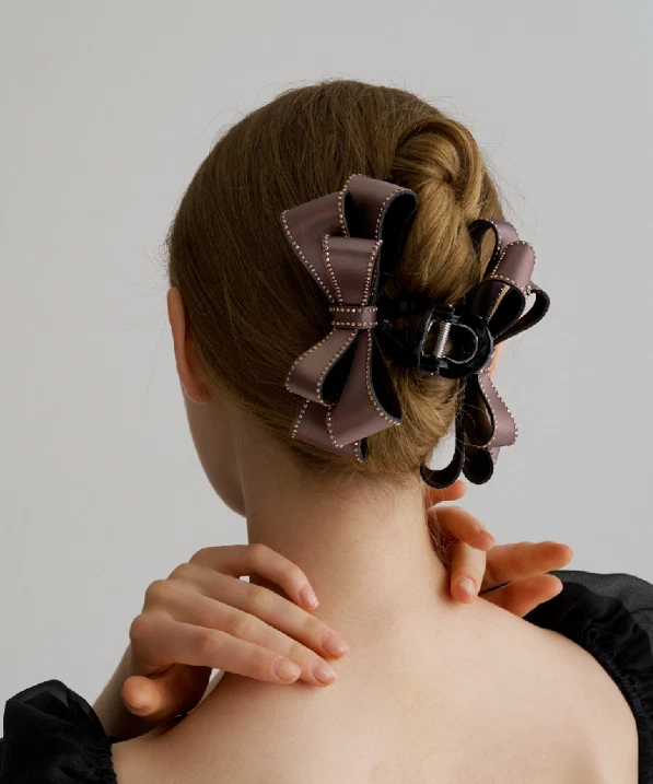 [JEAN PAUL CLARISSE] Stud Ribbon Hair Claw Clip - M JP-25-031CC /Made in korea - Image 4 of 4