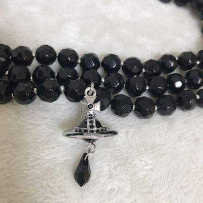 Vivienne Westwood Necklace Triple-strand Pearl Black Silver w