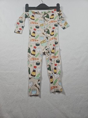 Bums & Roses On A Seafood Diet Footie Natural Bamboo, Size 6-9months